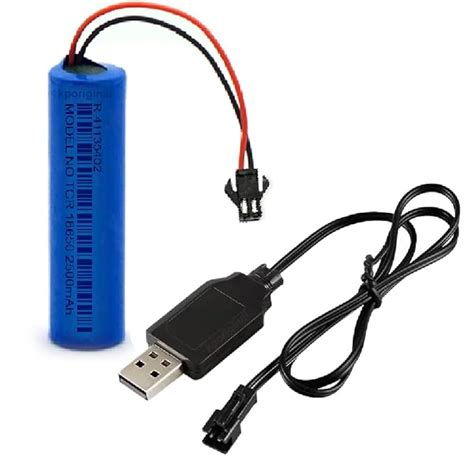 Combo of JST SM-2P 2500mAh 3.7v Rechargeable Connector Battery and USB ...