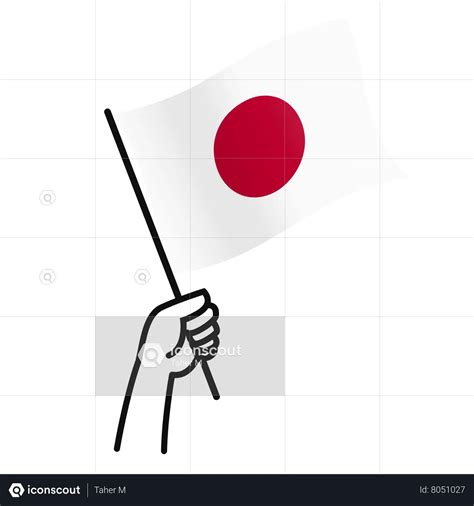 Japan Flag In Hand Animated Icon - Free Download Maps And Navigation Animated Icons | IconScout