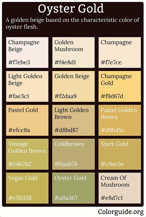 24 Types of Oyster Gold - Colorguide.org