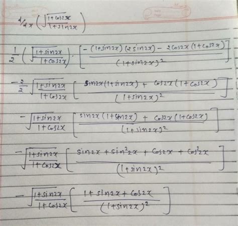 d/dx(√(1+cos2x/1+sin2x) - Brainly.in
