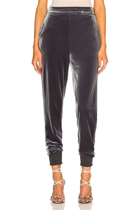 Tibi Stretch Velvet Knit Refined Clean Jogger in Grey | FWRD