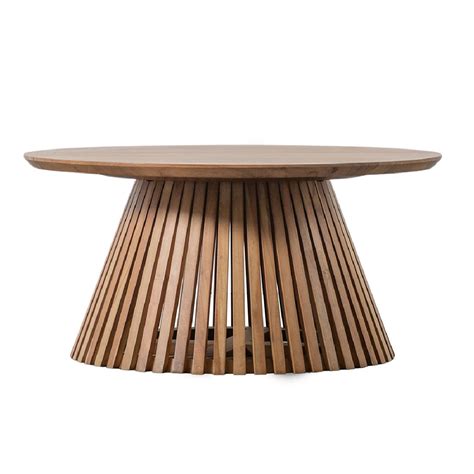 Barah Round Coffee Table - Acacia Wood Scandinavian Table – Ramgarh Crafts