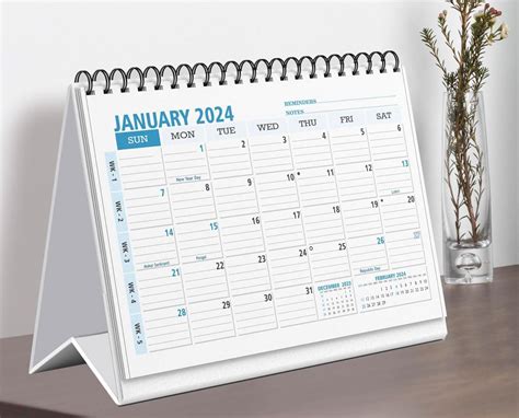 Desk Calendar 2024 (B5 10x8") Stand Up table Calendar 2024, planner 12 ...