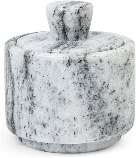 Amazon.com: Marble Salt Cellar with Lid and Wooden Spoon, 4 ...