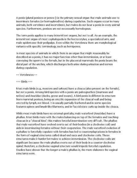 Untitled document - Science - A penis (plural penises or penes () is ...