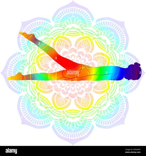 Colorful silhouette yoga posture. Half Locust pose. Ardha Shalabhasana ...