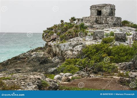 Ancient Mayan Architecture and Ruins Located in Tulum, Mexico of Stock ...