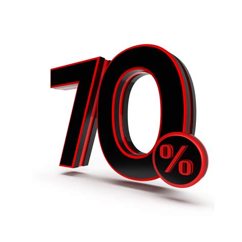 3d number 70 percentage red black, sale discount, sale promo 21451473 PNG