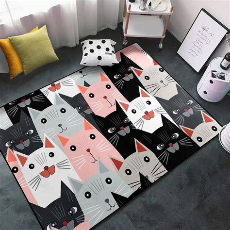 Amazon.com: Cartoon Cat Rug - Lovely Cat Area Rug Kids Room Rug Cute ...