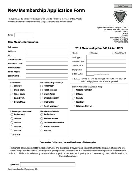 Fillable Online ppbso Print Form New Membership Application Form This ...
