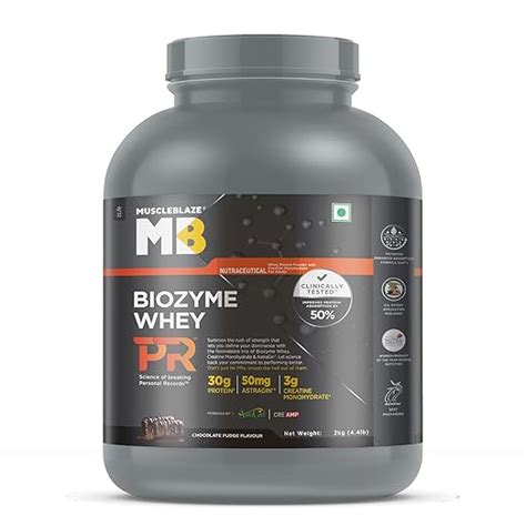MuscleBlaze Biozyme Whey Protein PR Powder with 30g Protein, 3g ...