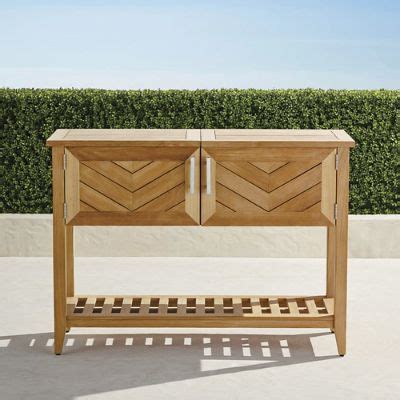 Westport Console with Beverage Tub in Natural Teak | Frontgate