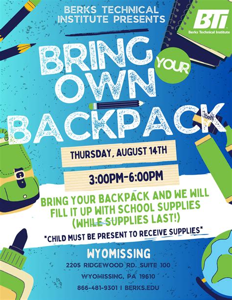 Bring Your Own Backpack – Back-to-School Bash at BTI Wyomissing - Berks ...