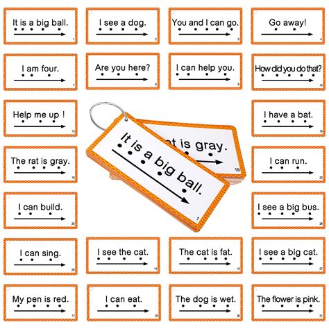 Junkin 60 Pcs Sight Word Sentence Cards Phonics Flash Cards ...