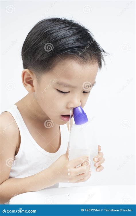 Children Nasal Clean by Saline Solution Stock Photo - Image of saline, nose: 49072564