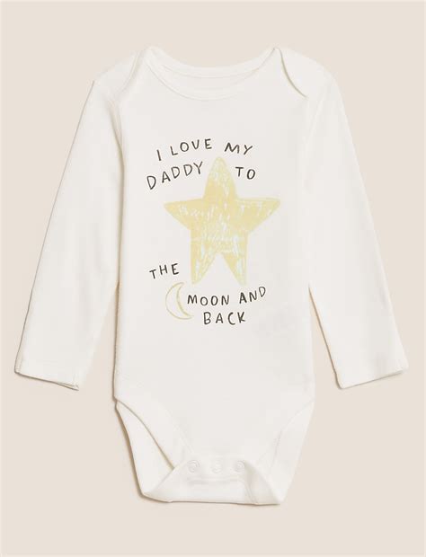 Buy Pure Cotton Daddy Slogan Star Bodysuit at Marks & Spencer