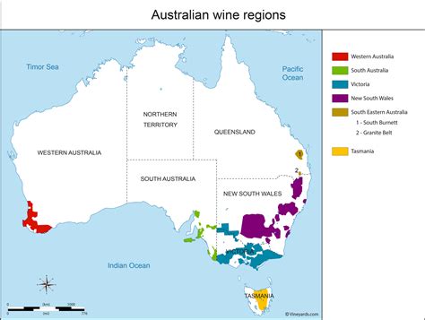 Australia Map of Vineyards Wine Regions