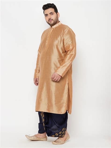 Plus Men's Kurta Pant Silk in Rose Gold & Navy | VASTRAMAY – vastramay