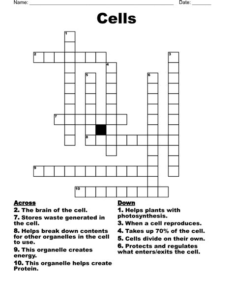 Cells Crossword - WordMint