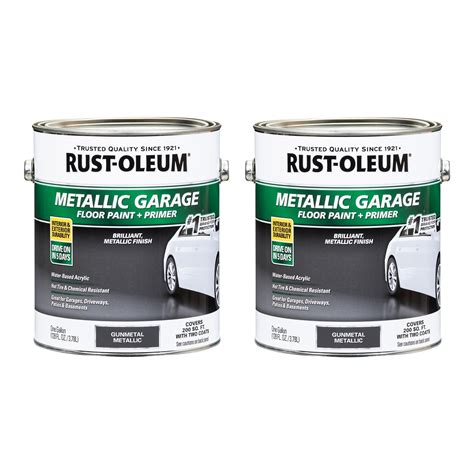 Rust-Oleum Garage Floor Paint and Primer - Metallic Acrylic, Gunmetal ...