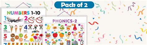 Set of 2 Numbers 1-10 and PHONICS - 2 Early Learning Educational Charts ...