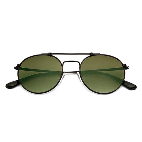 Buy Matte Black Green Solid Full Rim Round Vincent Chase Polarized The ...