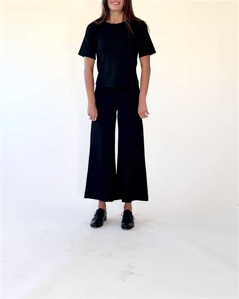 Black Ponte Knit Wide Leg Pant: Cropped | Ripley Rader