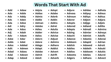 Words That Start With Ad