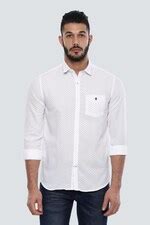 Buy Men White Super Slim Fit Print Full Sleeves Leisure Sport Shirt ...