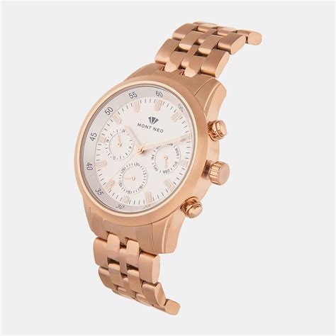 Mont Neo Men's Chronograph Round Dial Quartz Rose Gold Stainless Steel ...