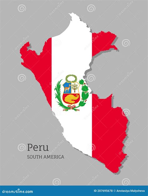 Map of Peru with National Flag Stock Illustration - Illustration of ...
