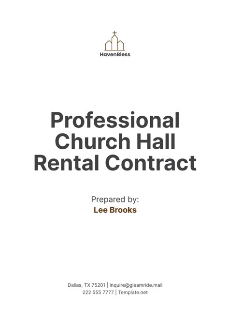 Free Professional Church Hall Rental Contract Template to Edit Online