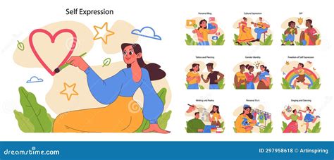 Self Expression Set. Flat Vector Illustration Stock Illustration ...