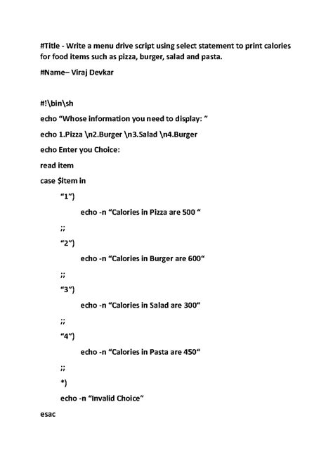 Menu - given menu - #Title - Write a menu drive script using select ...