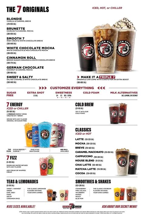 7 Brew Coffee Menu with prices • Coffee, Energy Drinks & More