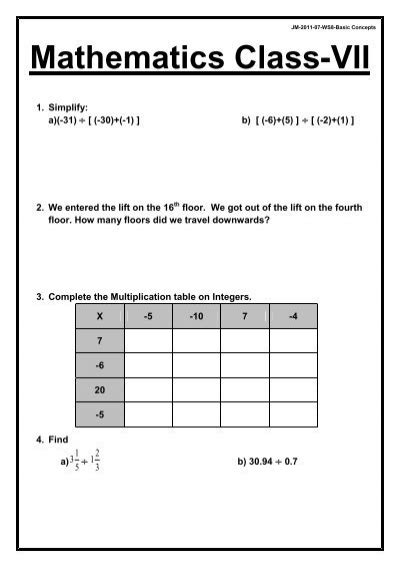 Image result for Class VII Activity Task Math
