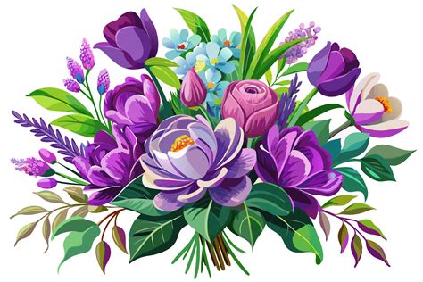 Watercolor Purple Flower Bouquet Clipart Graphic by MH Creation House ...