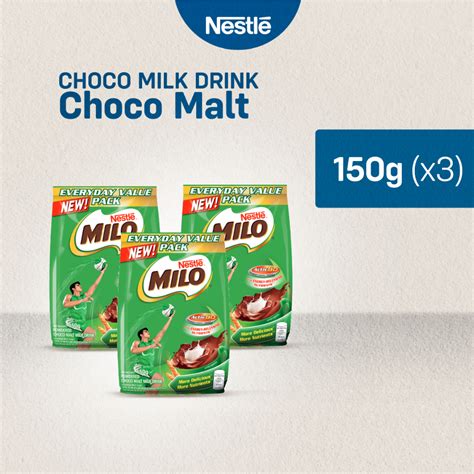 Milo Powdered Choco Malt Milk Drink 150g - Pack of 3 | Shopee Philippines