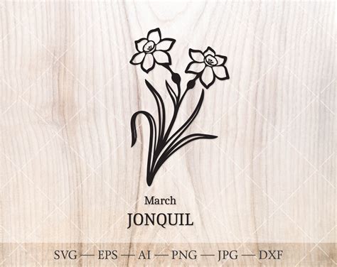 Jonquil Flower SVG, March Birth Flower Outline (digital Download ...