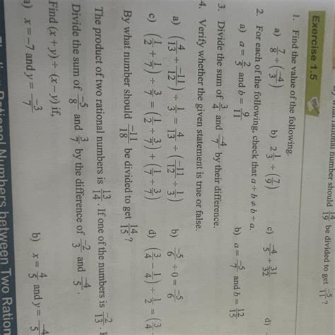 Try Out By what rational number should be divided to get - 5/11 14 19 ...