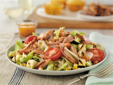 Pulled Pork Salad with Grilled Vegetables - Pork Recipes - Pork Be Inspired