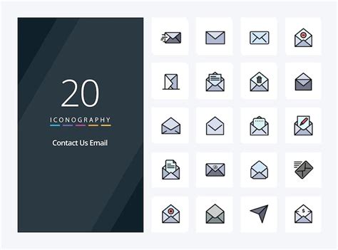20 email line filled icon for presentation | Premium Vector