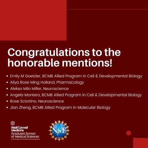 2024 NSF GRFP Awardees and Honorable Mentions | Graduate School of Medical Sciences