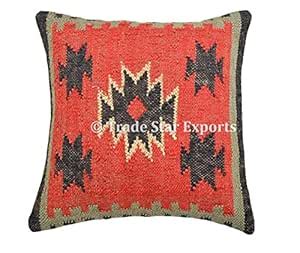 Buy Trade Star 18x18 Inches Indian Kilim Cushion Cover Ethnic ...
