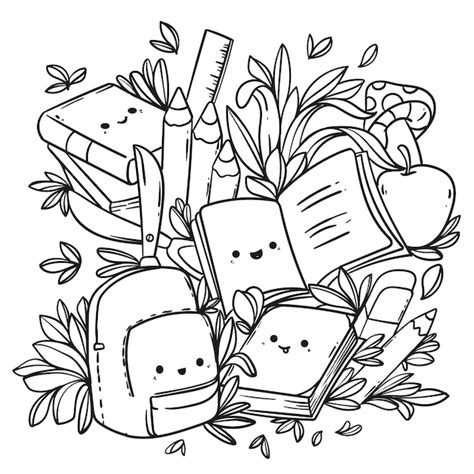 Ręcznie rysowane ilustracja kolorowanka kawaii | Darmowy Wektor