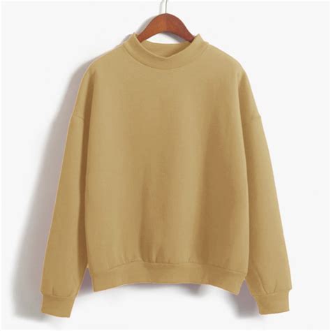 Yellow Sweatshirt for Women, Woman Solid Color Sweatshirts Oneck Custom ...