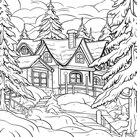 Simple Winter Scene Coloring Pages