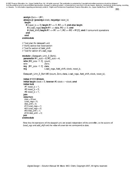 Morris Mano DD Solutions Manual-9 - 265 assign Zero = ~|R1; always ...