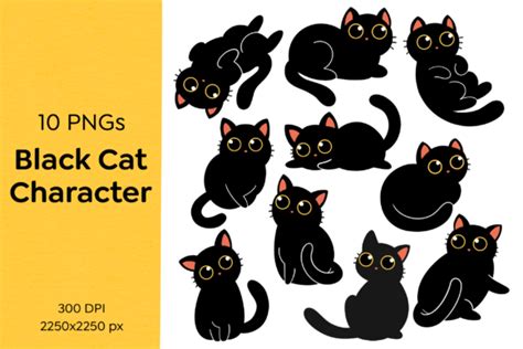 Black Cat PNG Clipart Graphic by Momo Illustration · Creative Fabrica