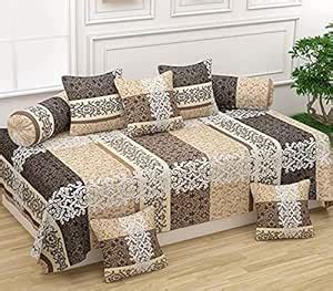 Sk Traders Cotton Diwan Set with 8 Pieces - 1 Single Bed Sheet with 5 ...